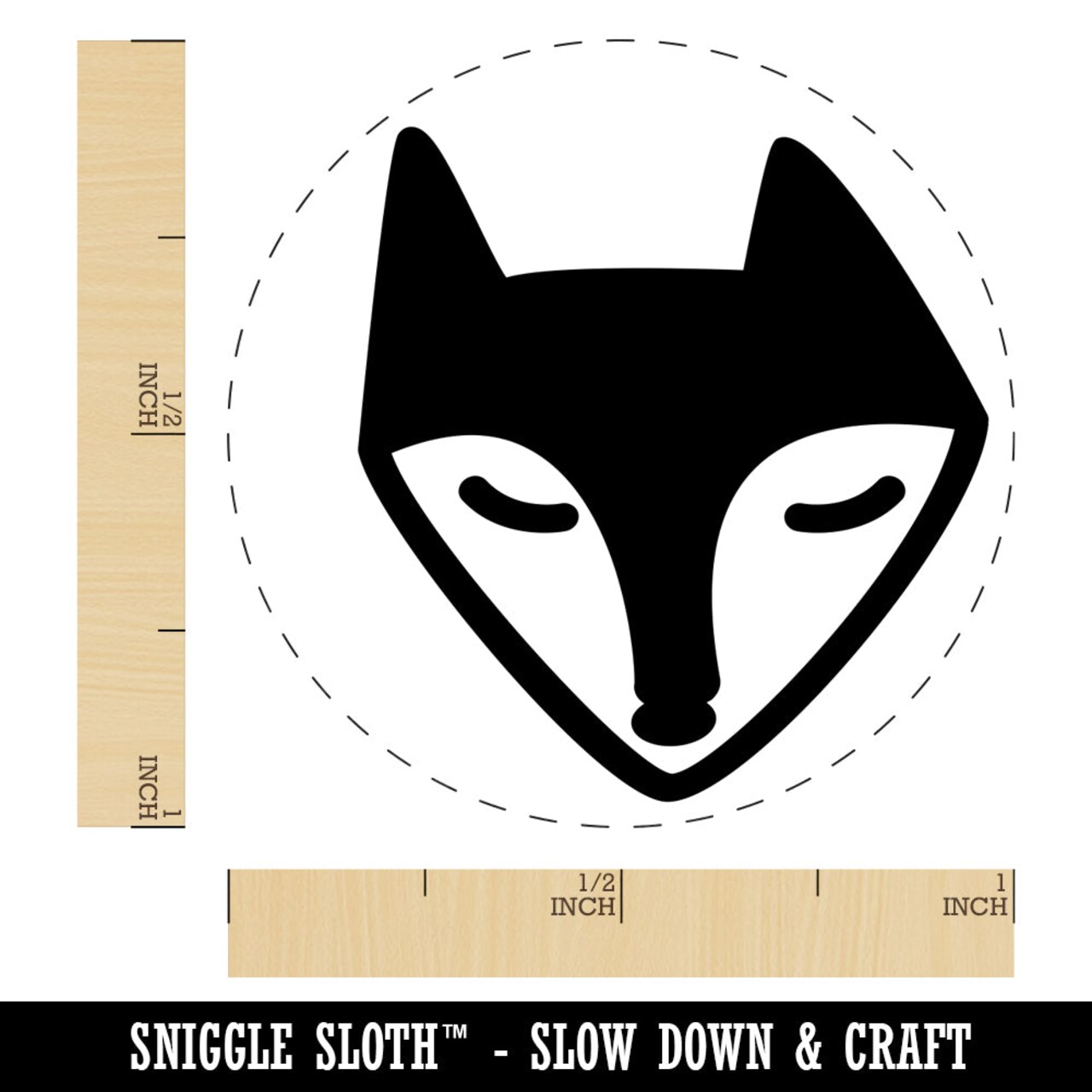 Resting Fox Face Self-Inking Rubber Stamp for Stamping Crafting Planners